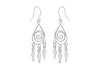 Sterling Silver Swirl Tri-Drop Hook Earrings 