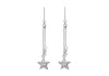 Sterling Silver 12mm x 52mm Double-Star Drop Earrings