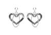 Sterling Silver Diamond Cut Open-Heart and Ring Drop Earrings