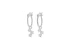 Sterling Silver Rhodium Plated Triple-Star Drop 13mm Creole Hoop Earrings