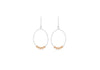 Sterling Silver 2-Tone 19.5mm x 38mm Oval Wire and Diamond Cut Balls Drop Earrings