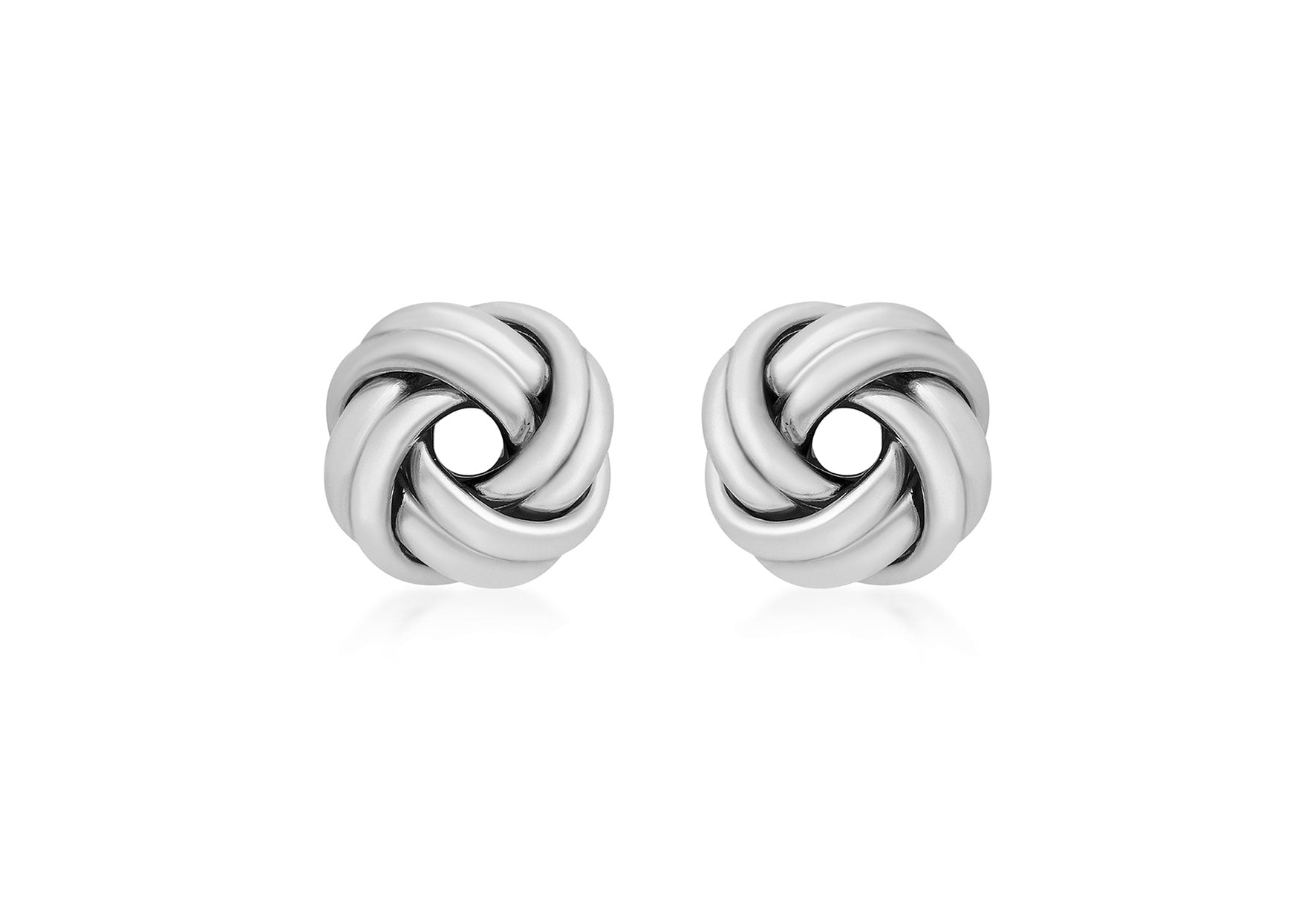 Sterling Silver 8.2mm x 8.2mm Double Knot Stud Earrings