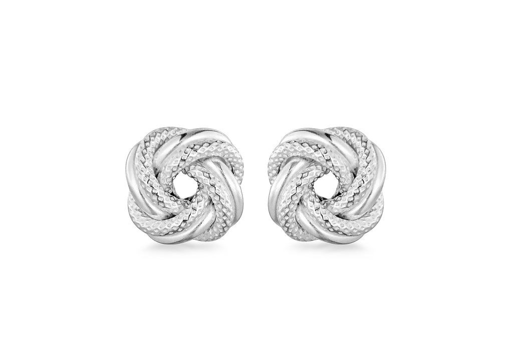 Sterling Silver 8mm Textured-Knot Stud Earrings