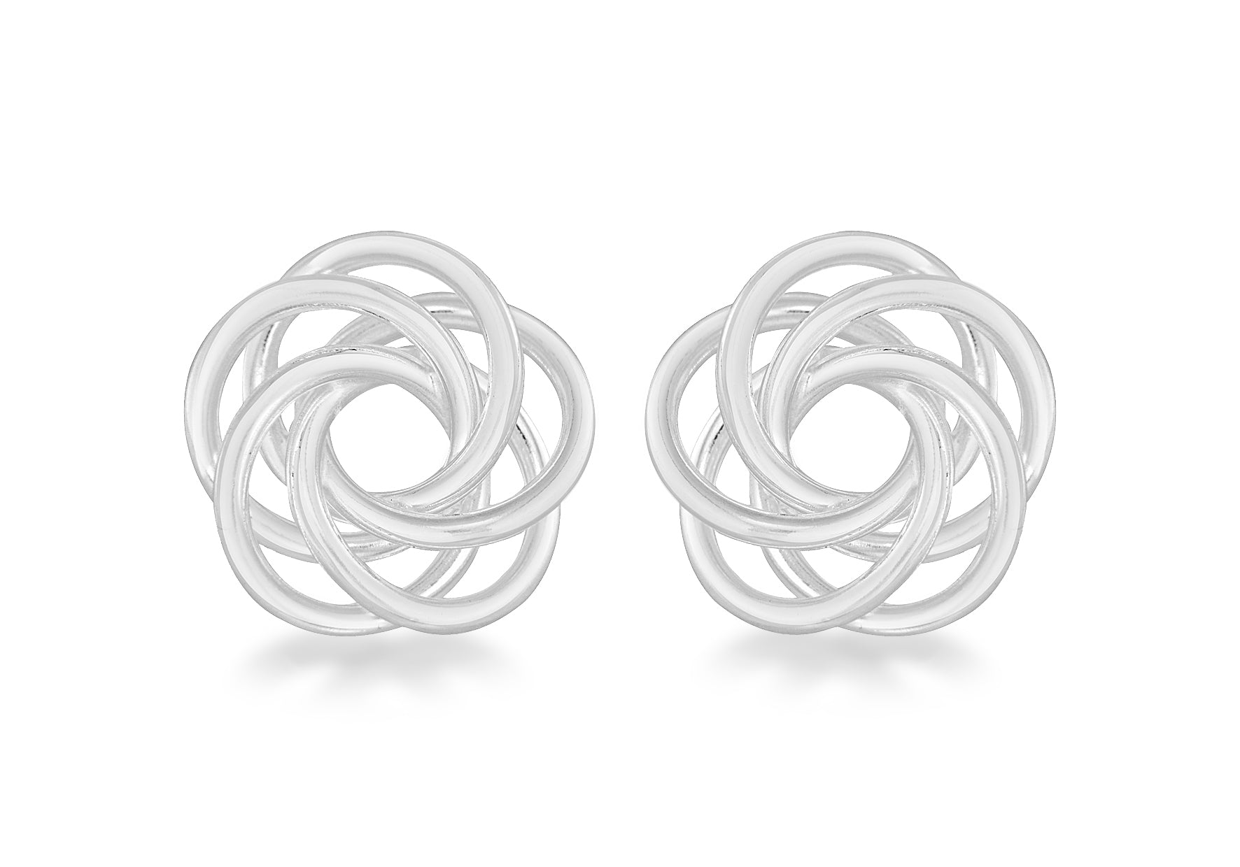 Sterling Silver 14mm x 15mm Flat Swirl Knot Stud Earrings