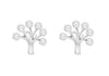 Silver Rhodium Plated Zirconia  9.5mm x 10mm 'Tree of Life' Stud Earrings