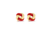 Yellow Gold Plated Sterling Silver Glazed Enamel Knot Stud Earrings