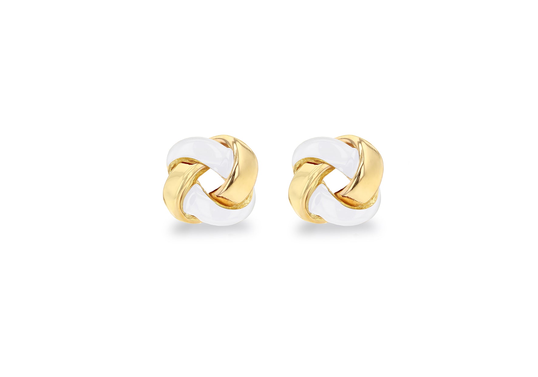 Yellow Gold Plated Sterling Silver Glazed Enamel Knot Stud Earrings