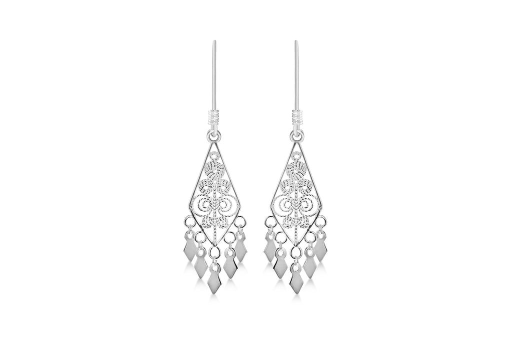 Sterling Silver Filigree Drop Earrings
