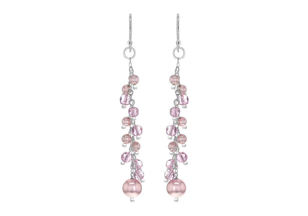 Sterling Silver Pearl & Crystal Drop Earrings 