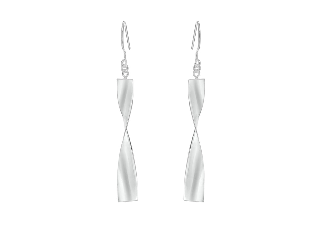SILVER TWIST BAR & DROP EARRIN9