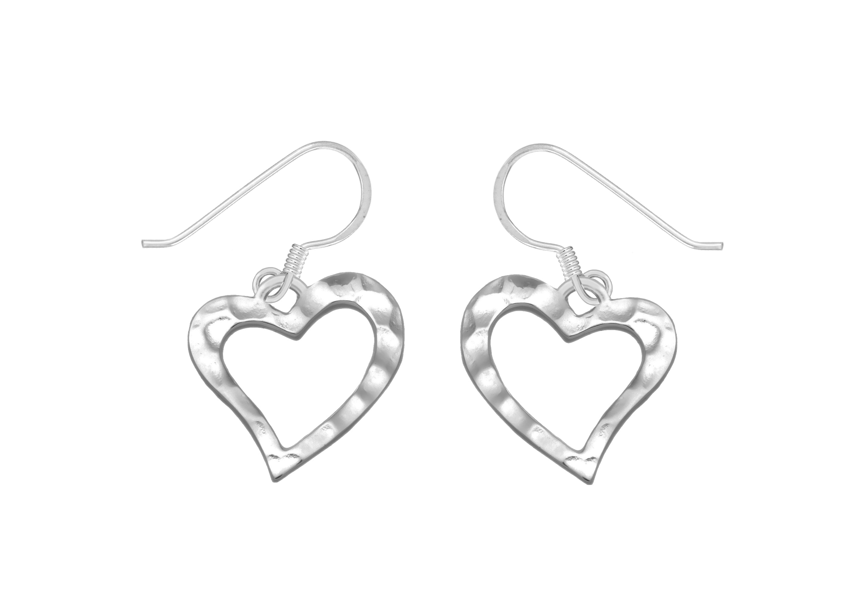 cSILVER CUTOUT HAMMERED HRT E/R