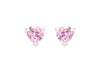 Sterling Silver 5mm Pink Zirconia  Heart Stud Earrings