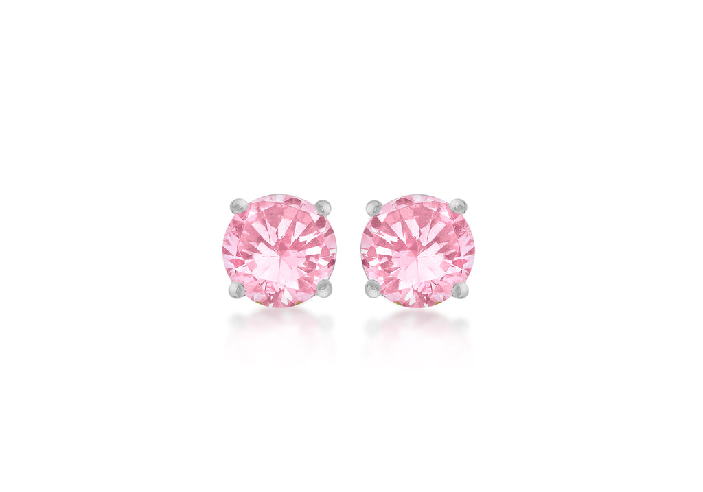 SILVER 3MM PINK Zirconia  STUD EARR9
