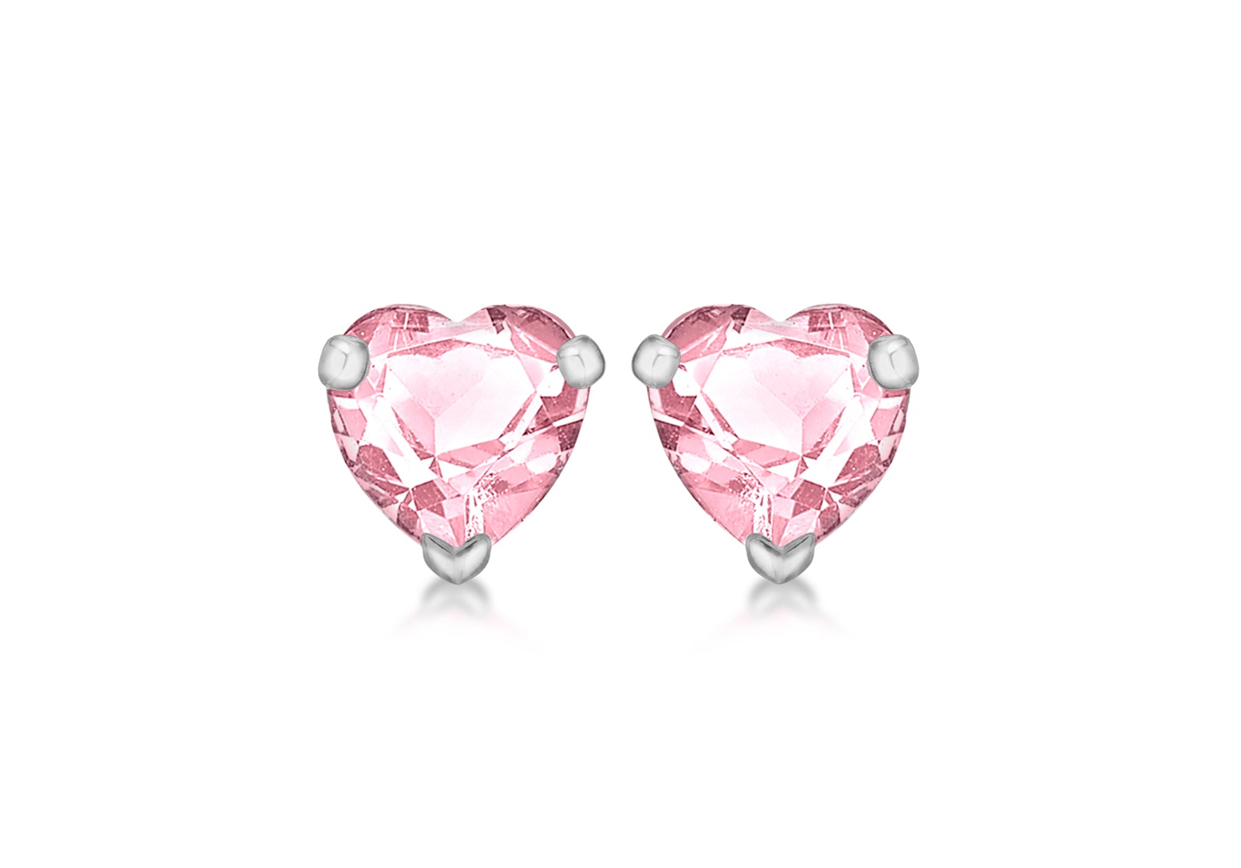 SILVER PINK Zirconia  HEART STUD EARR9