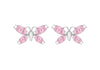 Sterling Silver Pink Zirconia Butterfly Stud Earrings