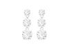 Sterling Silver Triple Zirconia  6mm x 17.5mm Drop Earrings
