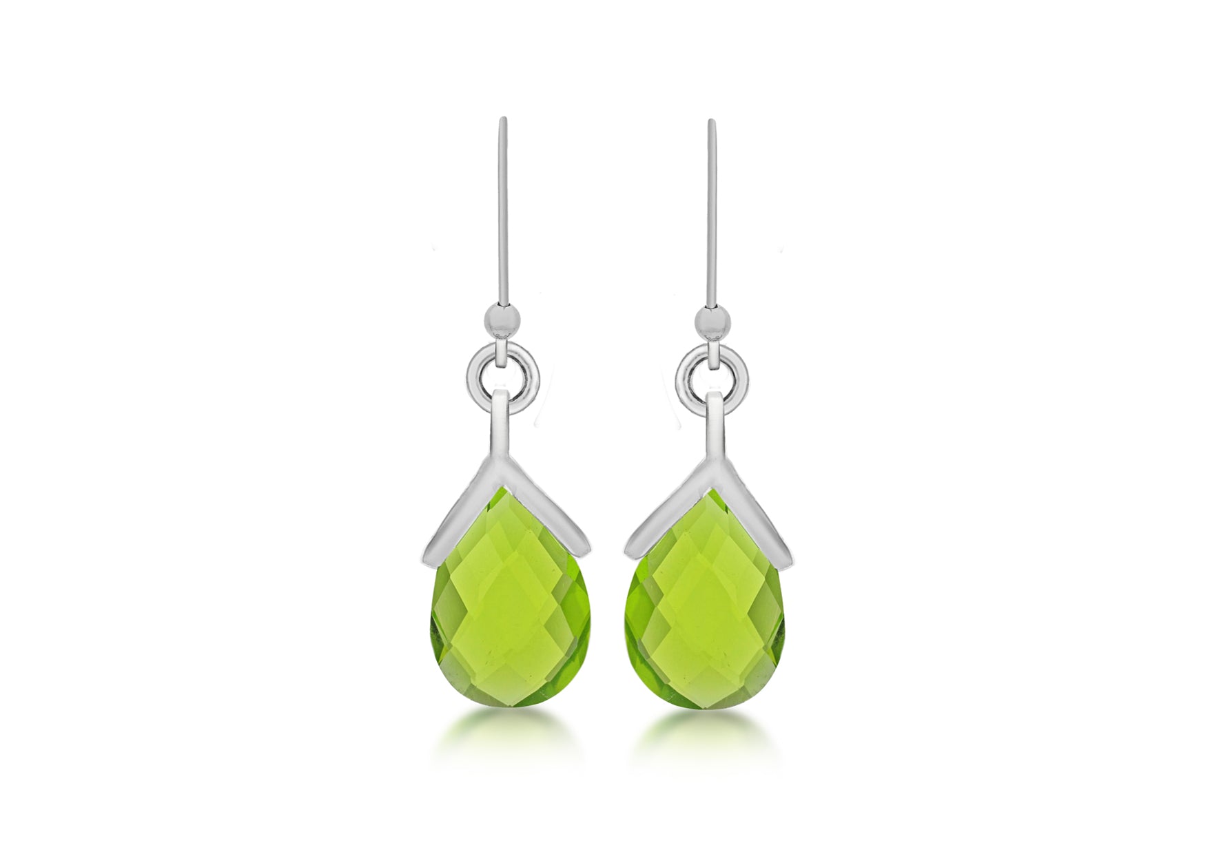 SILVER PERIDOT Zirconia  FacetedEARR9