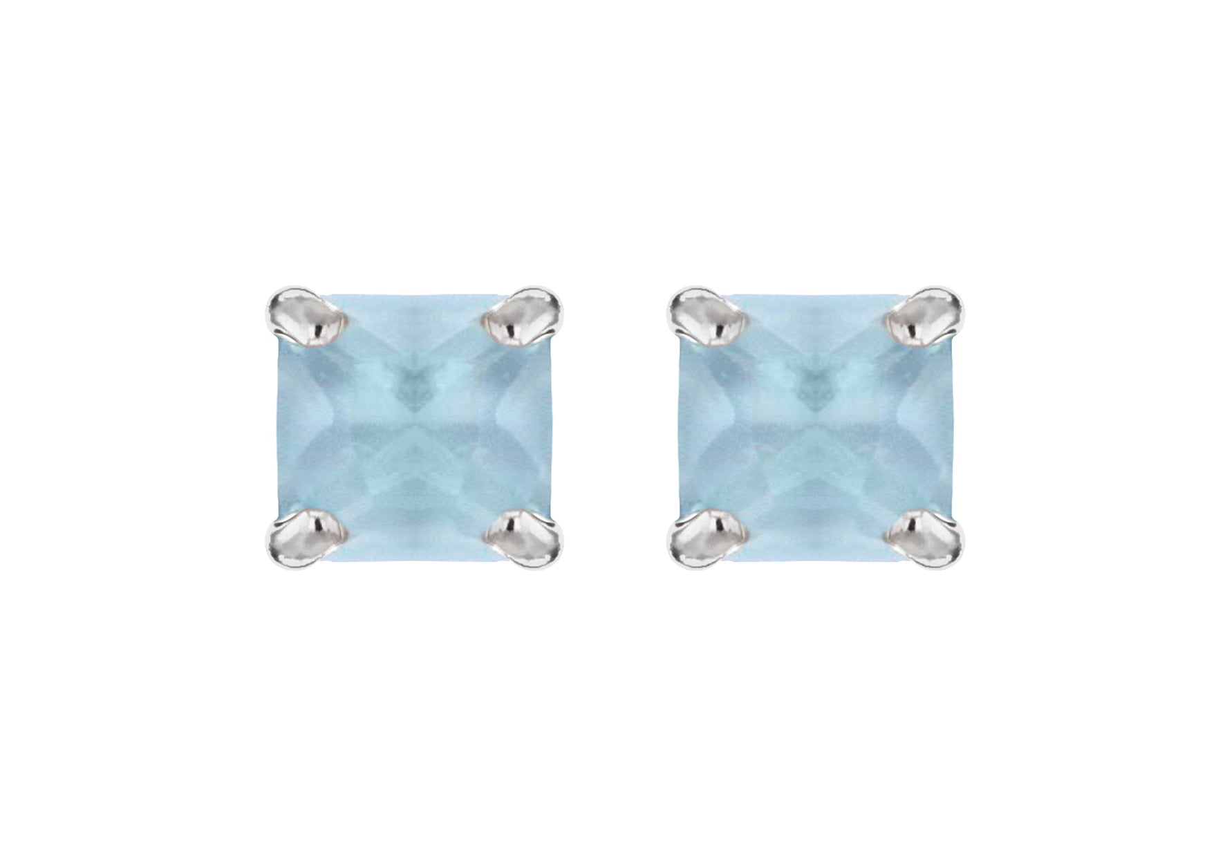 SILVER 5MM SQ AQUA Crystal  ST ER9