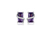Sterling Silver Purple Square Amethyst Crossover Stud Earrings