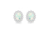 Sterling Silver Opal and White Zirconia Cluster Stud Earrings