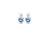 Sterling Silver Blue and White Zirconia Heart Earrings