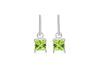 Sterling Silver Square Peridot Gemstone Earrings