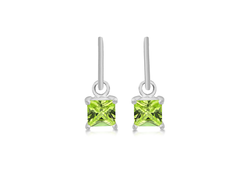 Sterling Silver Square Peridot Gemstone Earrings