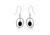 Sterling Silver Oval Black Stone Earrings