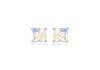 Sterling Silver 8mm x 8mm Square Aurora Borealis Zirconia  Stud Earrings