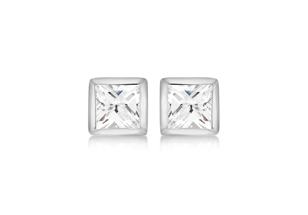 SILVER 5X5 W/Zirconia  SQUARE EARRing