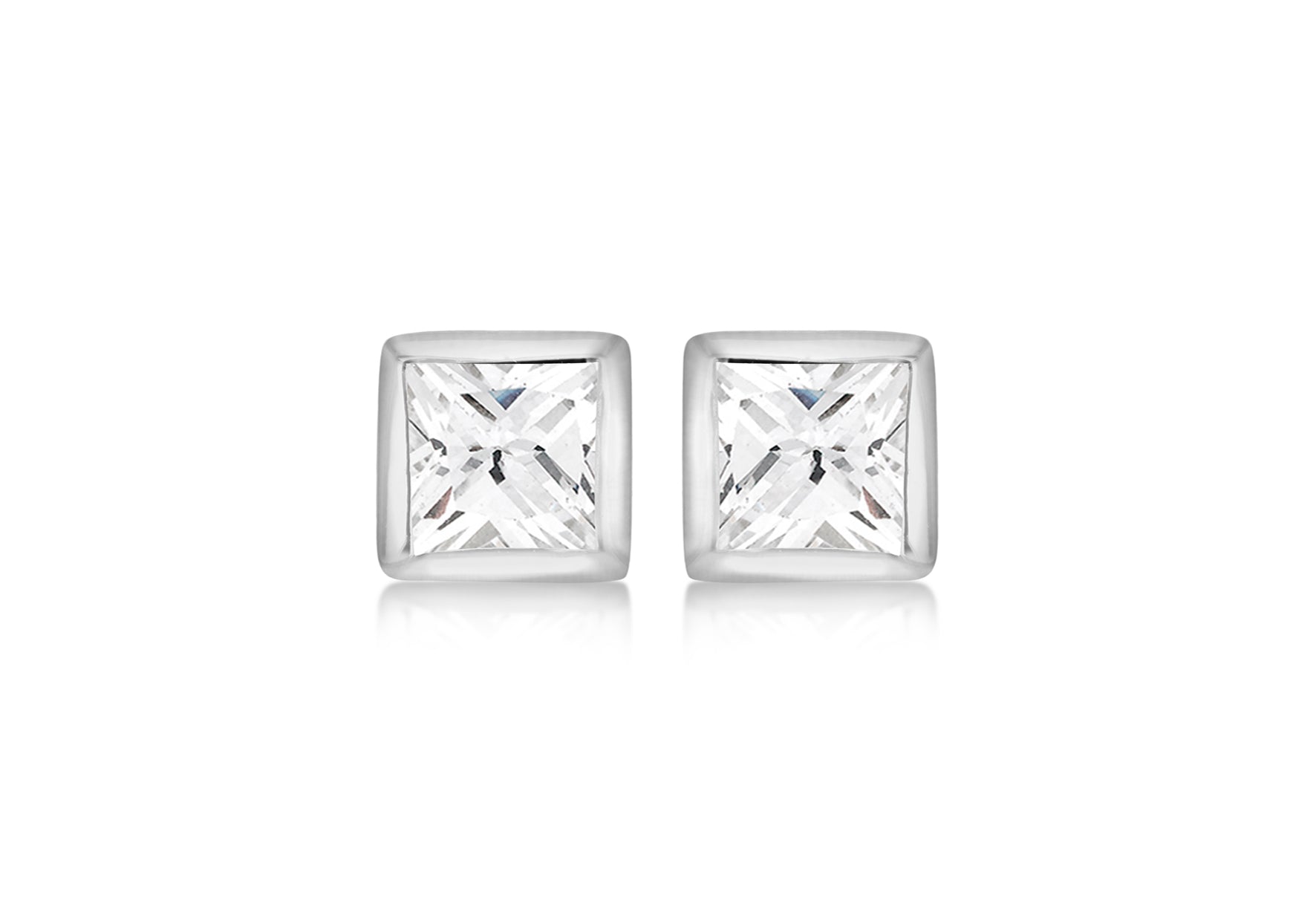 SILVER 5X5 W/Zirconia  SQUARE EARRing