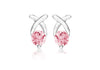 Sterling Silver Pink Zirconia  Kisss Stud Earrings