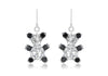 Sterling Silver Black & White Zirconia Set Teddy Drop Earrings
