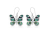 Sterling Silver Pave Shell Butterfly Drop Earrings