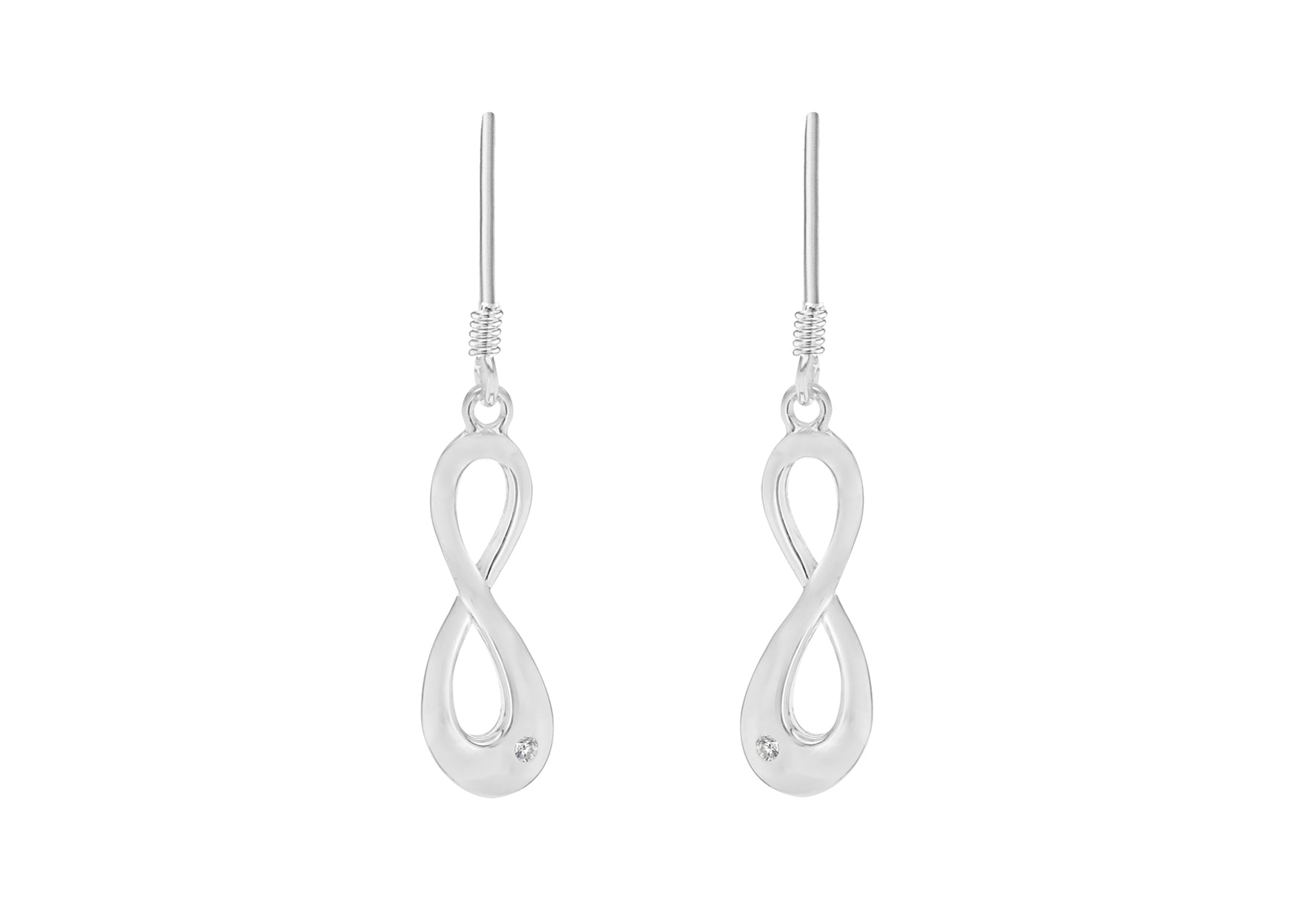 Sterling Silver Figure 8 Zirconia Drop Earrings 