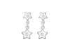 Sterling Silver Zirconia  Double Star Drop Earrings