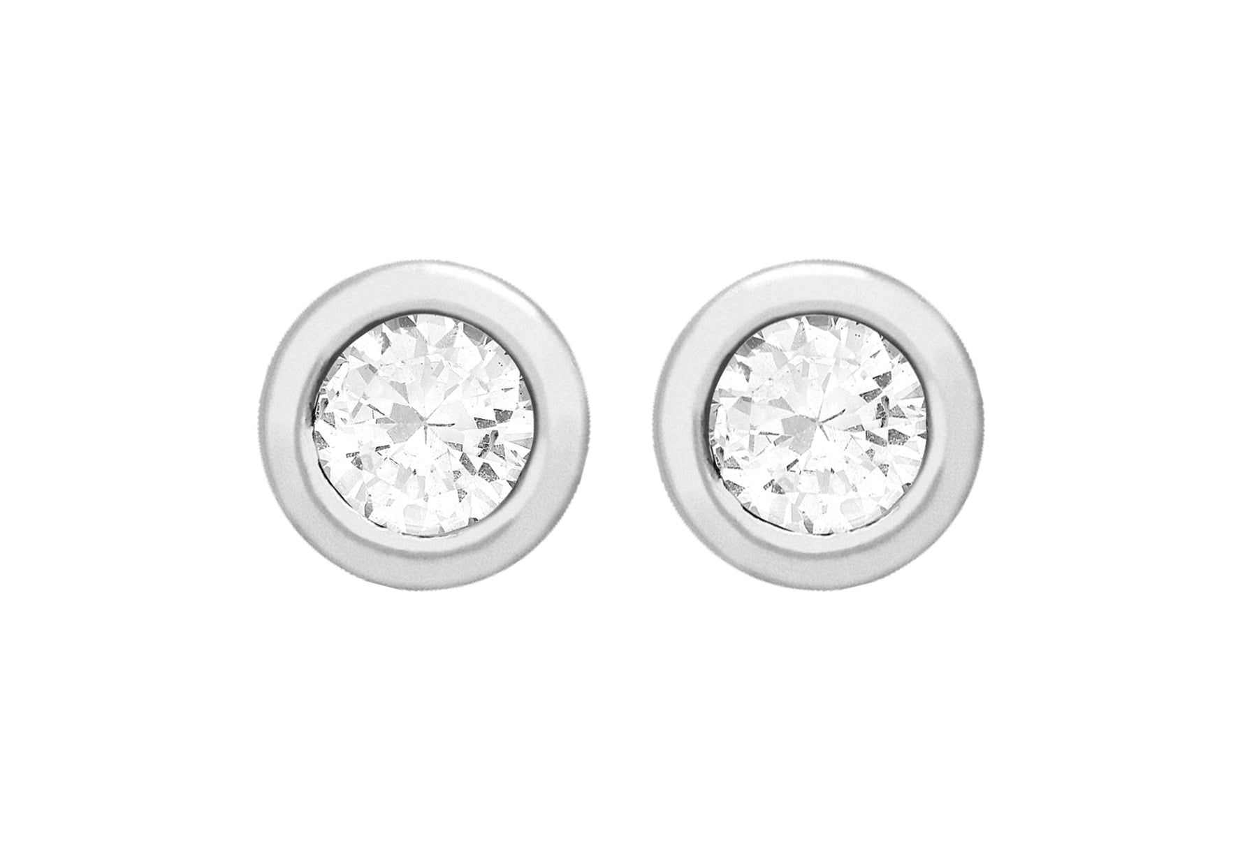 SILVER ROUND Zirconia  STUD EARRing
