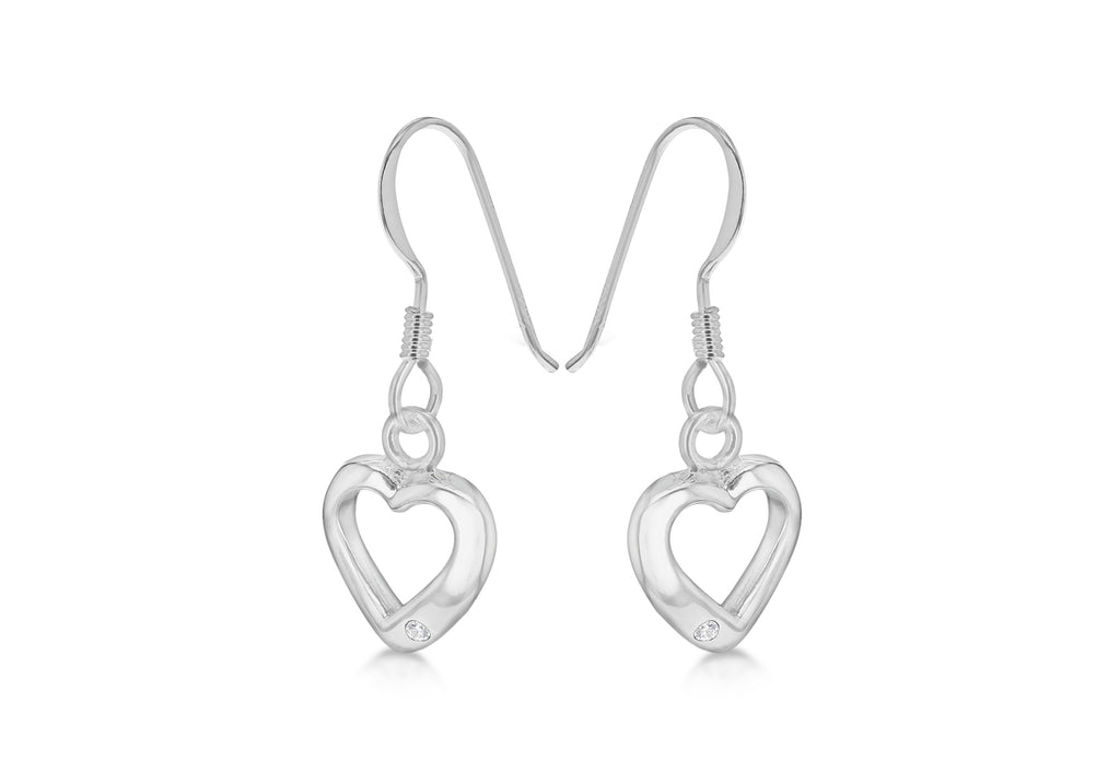 SILVER OPEN HEART DROP EARRing