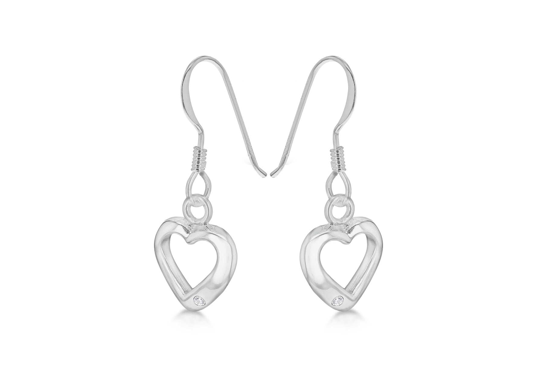 SILVER OPEN HEART DROP EARRing