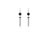 Sterling Silver Rhodium Plated Black Zirconia Set Tassel Drop Earrings