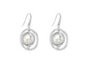 Sterling Silver Rhodium Plated Spinning Pearl Drop Earrings
