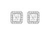 Sterling Silver Rhodium Plated Zirconia Square Stud Earrings