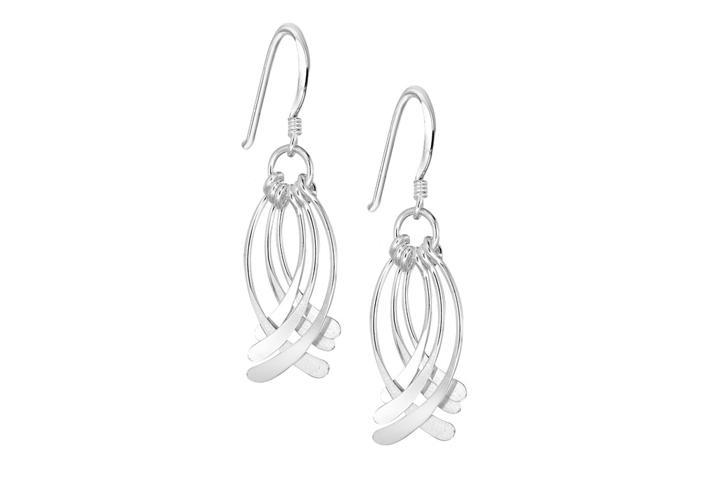Sterling Silver Crossover Bars Drop Earrings