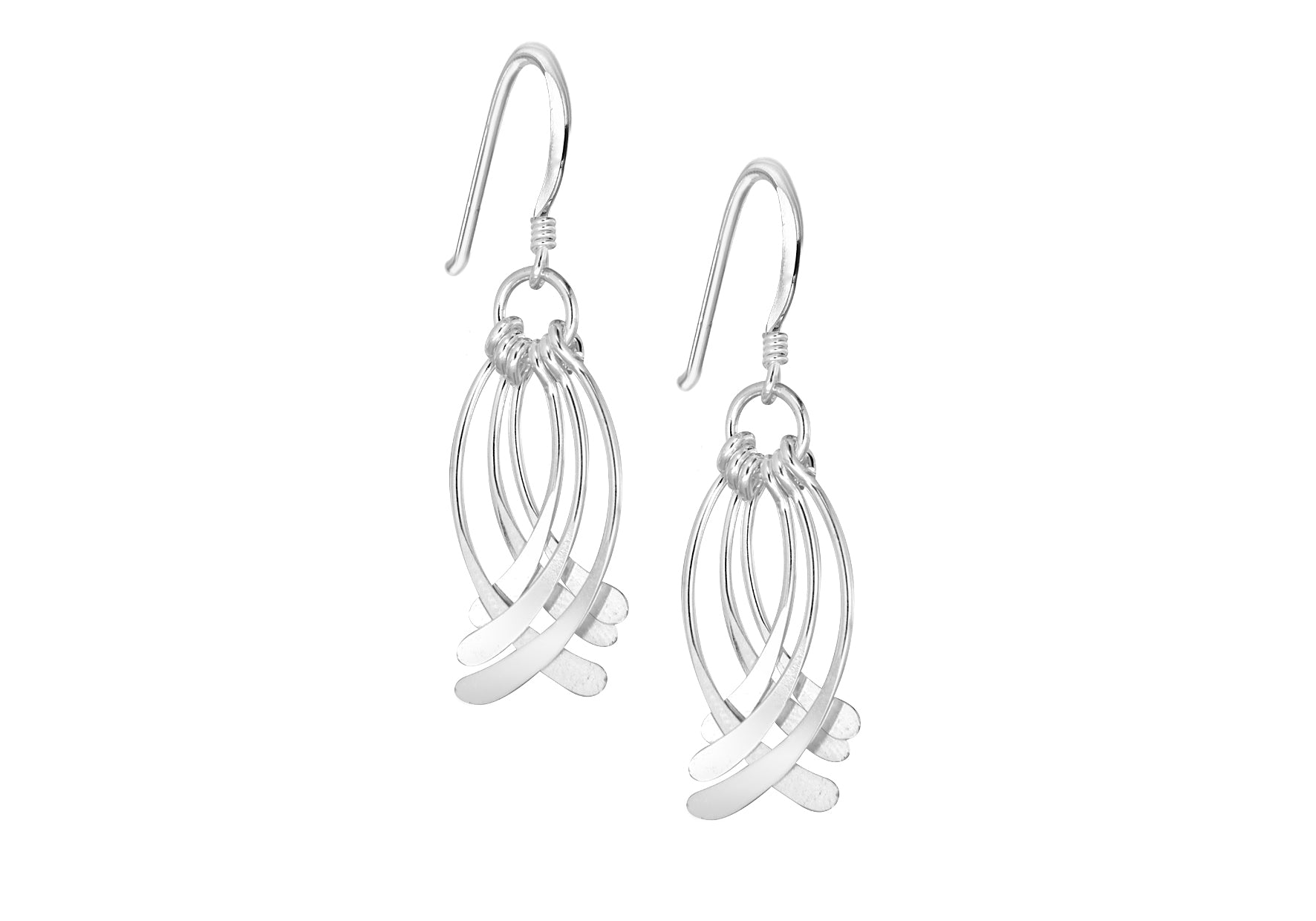 Sterling Silver Crossover Bars Drop Earrings