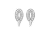 Sterling Silver Pave Set Zirconia  Elliptic Stud Earrings