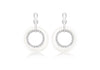 Sterling Silver Rhodium Plated Pave Set Zirconia  and White Ring Earrings