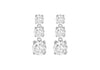 Sterling Silver Rhodium Plated White Triple-Zirconia Drop Earrings