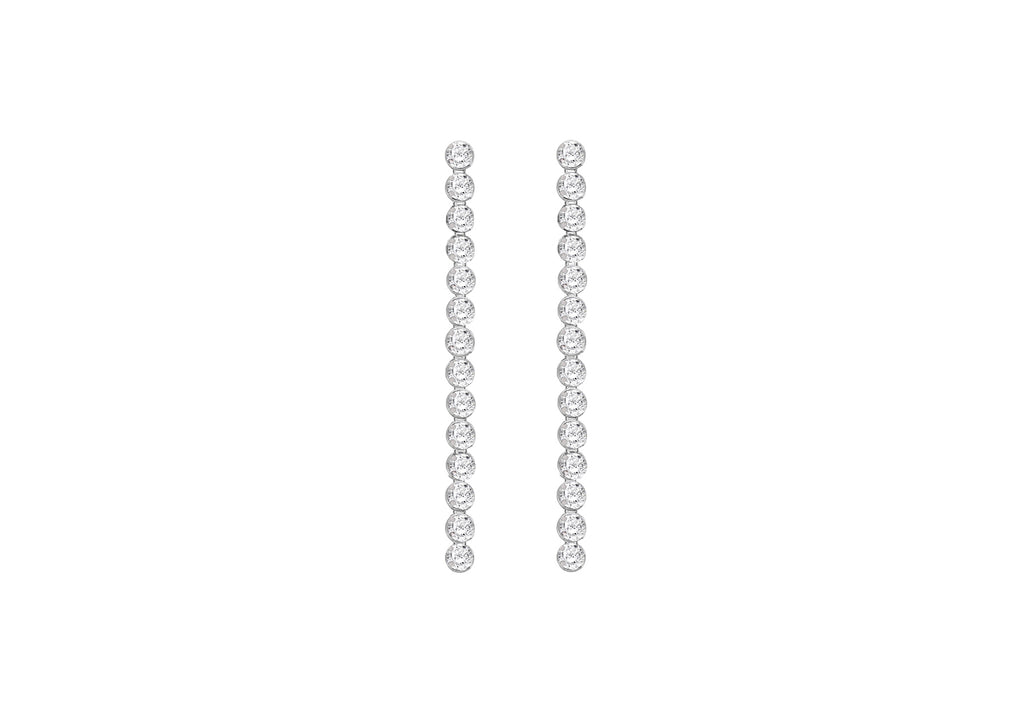 Sterling Silver Rhodium Plated White Zirconia  Drop Earrings