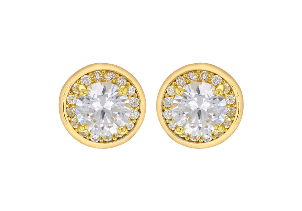 Gold Plated Sterling Silver Zirconia Halo Earrings