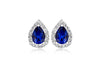 Sterling Silver Rhodium Plated Zirconia & Synthetic Blue Spinel Stud Earrings